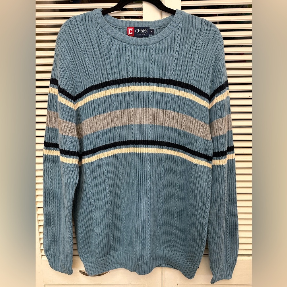 Chaps Blue Knit Sweater Size Medium